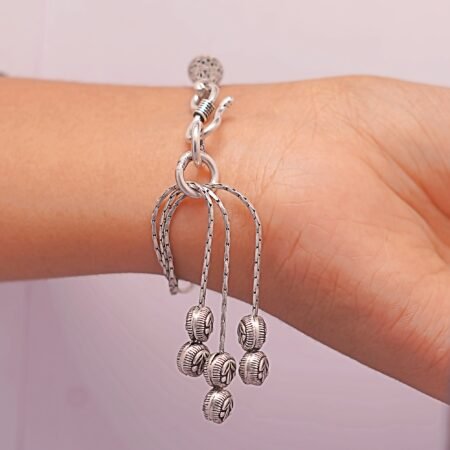 Traditional Oxidized Start Balls Spring Chain bracelet