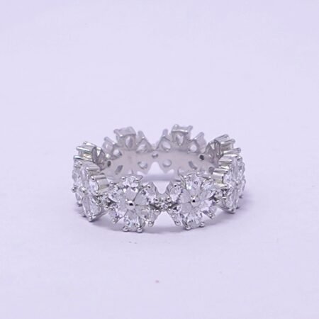 Sterling Silver Italian Modern Crown AD Ring