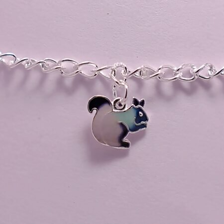 Sterling Silver Charm Squirrel Link Chain Anklet