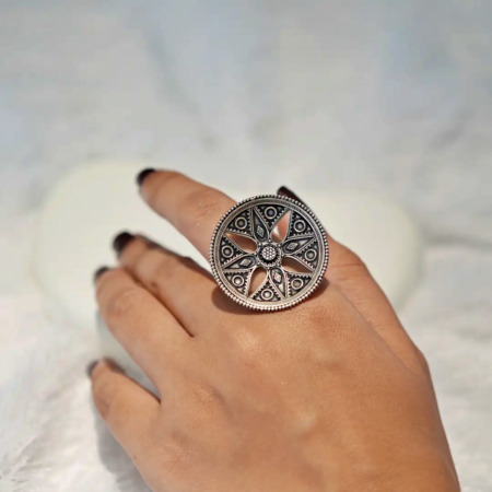 Sterling Silver Traditional Oxidised Rotatable Chakra Ring