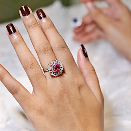 Sterling Silver Rotatable Fancy Stone AD Italian Ring