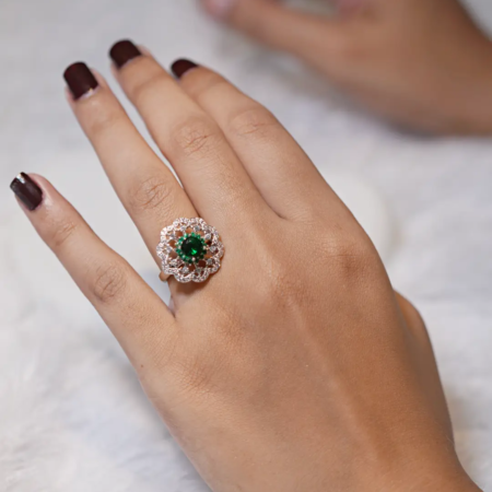 Sterling Silver Rotatable Fancy Stone AD Italian Ring